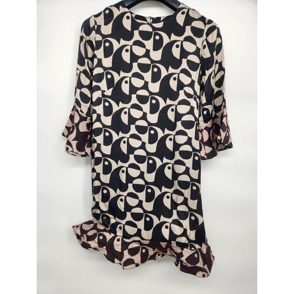 NWT Farm Rio x Anthropologie Geo Toucan Mini Dress Sz S White/Black #G5402 - Picture 2 of 12